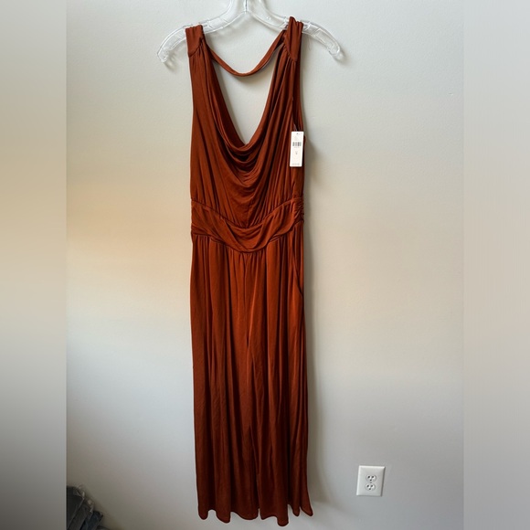Anthropologie Maeve Enchantment Jumpsuit  Copper Rust Wide Leg - Picture 3 of 7